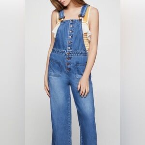 BCBGeneration Blue Button-Up Denim Overalls